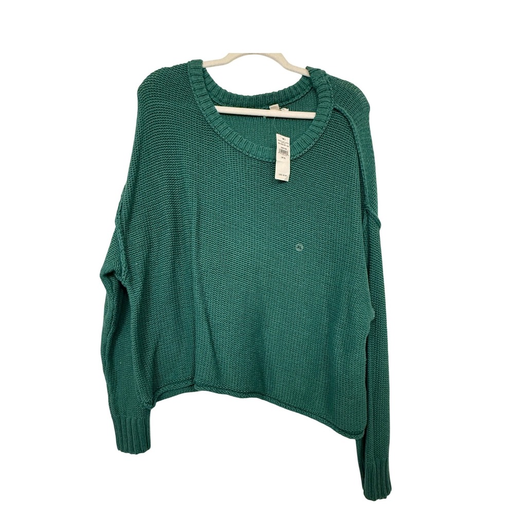 American Eagle Dark Green Knit 100 %Cotton Sweater‎ Women's XL Oversized